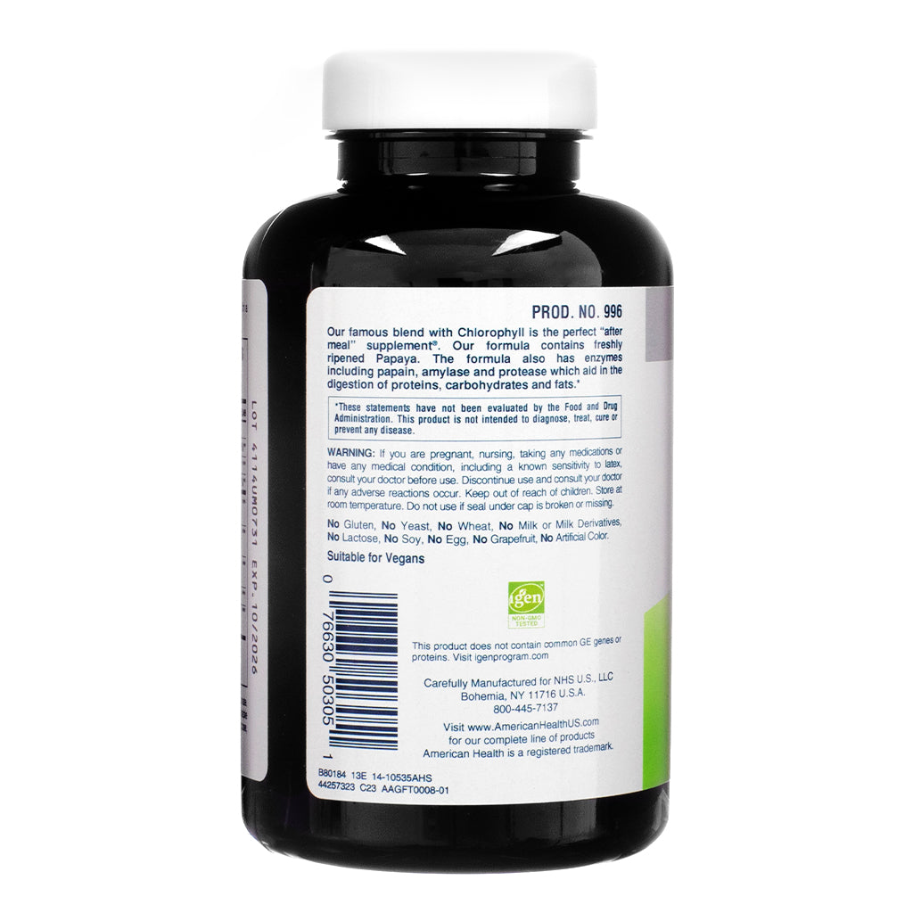 American Health Papaya Enzyme with Chlorophyll Tablets - Image 3