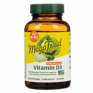 MegaFood Vitamin D3 5000IU with K & K2 Capsules