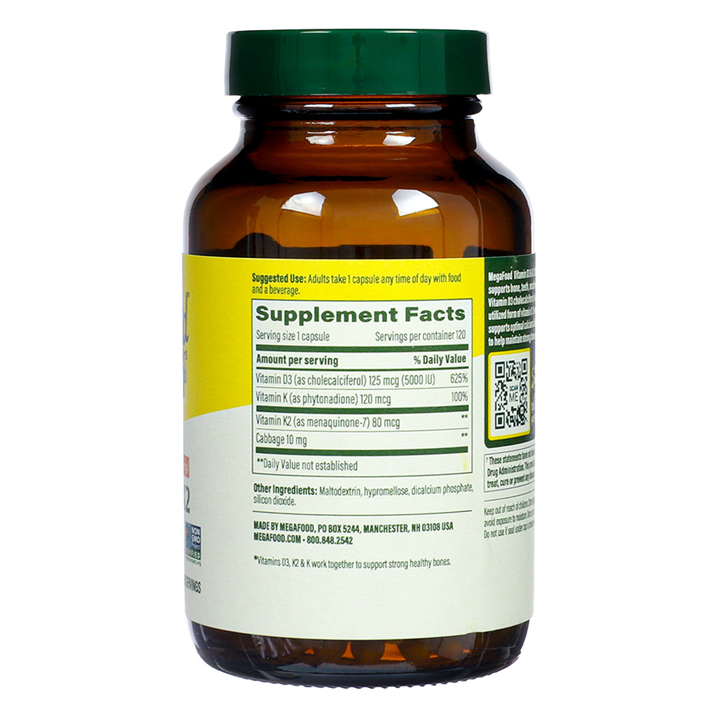 MegaFood Vitamin D3 5000IU with K & K2 Capsules - Image 3